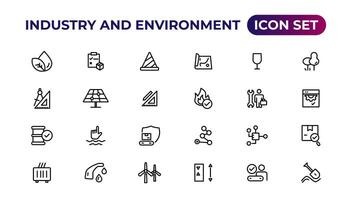 Set of outline icons related to green, renewable energy, alternative sources energy. Eco icon collection.Outline icon collection. vector