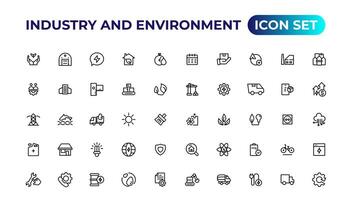 Set of outline icons related to green, renewable energy, alternative sources energy. Eco icon collection.Outline icon collection. vector