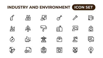 Set of outline icons related to green, renewable energy, alternative sources energy. Eco icon collection.Outline icon collection. vector