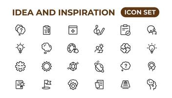 idea y inspiración contorno íconos colección.esquema icono. vector