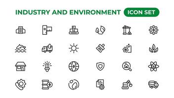 Set of outline icons related to green, renewable energy, alternative sources energy. Eco icon collection.Outline icon collection. vector