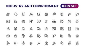 Set of outline icons related to green, renewable energy, alternative sources energy. Eco icon collection.Outline icon collection. vector