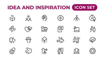 idea y inspiración contorno íconos colección.esquema icono. vector