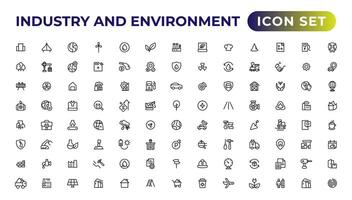 Set of outline icons related to green, renewable energy, alternative sources energy. Eco icon collection.Outline icon collection. vector