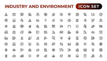 Set of outline icons related to green, renewable energy, alternative sources energy. Eco icon collection.Outline icon collection. vector