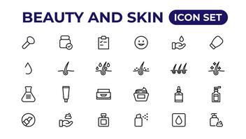 Beauty. Attributes of beauty for men and women.Skin care line icons set. vector