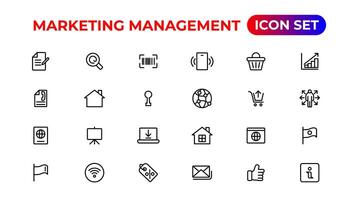 Marketing icons set. Content, search, ecommerce, seo, electronic devices, internet, analysis.Outline icon.Outline icon. vector