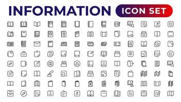 Information simple minimal thin line icons.Brochure line icons set. Flyer leaflet, catalogue, booklet, magazine, letterhead, open book and other. vector