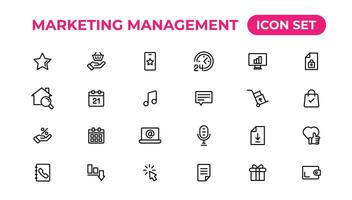 Marketing icons set. Content, search, ecommerce, seo, electronic devices, internet, analysis.Outline icon.Outline icon. vector