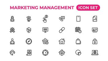 Marketing icons set. Content, search, ecommerce, seo, electronic devices, internet, analysis.Outline icon.Outline icon. vector