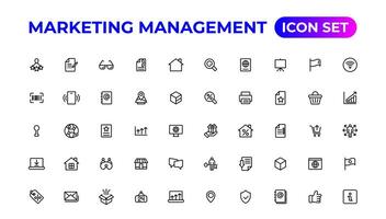 Marketing icons set. Content, search, ecommerce, seo, electronic devices, internet, analysis.Outline icon.Outline icon. vector