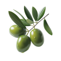 AI generated Olives with olive leaves isolated, healthy and organic food, AI generated, PNG transparent