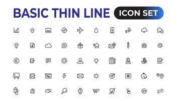 Web icons. Business, finance, technology, social media, education, creativity.Set of thin line web icon set, simple outline icons collection, Pixel Perfect icons, Simple vect vector