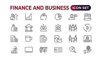 Finance and business line icons collection. Big UI icon set in a flat design. Thin outline icons pack. Vector illustration.