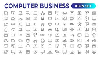 Computer icons Pixel perfect. Network, media, setup,Set of thin line web icon set, simple outline icons collection, Pixel Perfect icons, Simple vector illustration.