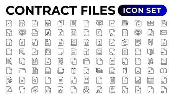 documento línea icono colocar. archivos símbolo colección.esquema icono recopilación. vector