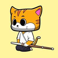 Cute Vector Cat Kendo Character