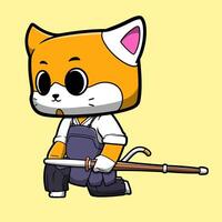 Cute Vector Cat Kendo Character