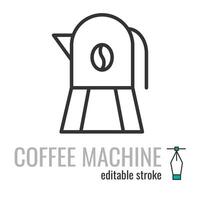 Coffee machine line icon.Coffee maker symbol. Coffee beverage machine pictogram.Abstract coffe maker sign. Vector graphics illustration EPS 10. Editable stroke