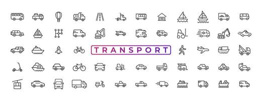 Transport, vehicle and delivery elements - minimal thin line web icon set. Outline icons collection. Simple vector illustration.