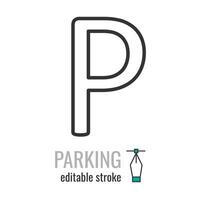 Parking line icon.Car parking symbol. Parking Place pictogram.P sign. Vector graphics illustration EPS 10. Editable stroke