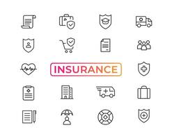 Insurance elements - minimal thin line web icon set. Outline icons collection. Simple vector illustration,insurance icon