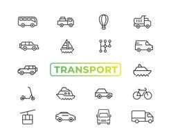 Transport, vehicle and delivery elements - minimal thin line web icon set. Outline icons collection. Simple vector illustration.