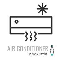 air conditioning line icon.AC symbol.cooling breeze blows cold pictogram.Air flow condition sign. Vector graphics illustration EPS 10. Editable stroke