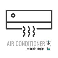air conditioning line icon.AC symbol.cooling breeze blows cold pictogram.Air flow condition sign. Vector graphics illustration EPS 10. Editable stroke