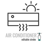 air conditioning line icon.AC symbol.cooling breeze blows cold pictogram.Air flow condition sign. Vector graphics illustration EPS 10. Editable stroke