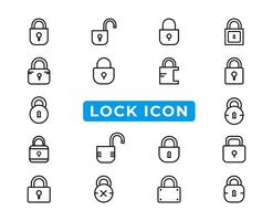 Simple collection of lock related line icons.Lock line icon set vector