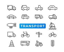 Transport, vehicle and delivery elements - minimal thin line web icon set. Outline icons collection. Simple vector illustration.