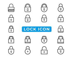 Simple collection of lock related line icons.Lock line icon set vector