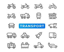 Transport, vehicle and delivery elements - minimal thin line web icon set. Outline icons collection. Simple vector illustration.