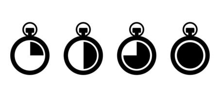 stopwatch icon in different style vector illustration. two colored and black stopwatch vector icons designed in filled, outline, line and stroke style can be used for web, mobile, ui