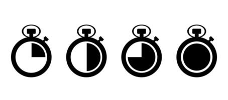 Set of timer and stopwatch icons. Kitchen timer icon with different minutes. Cooking time symbols and labels vector