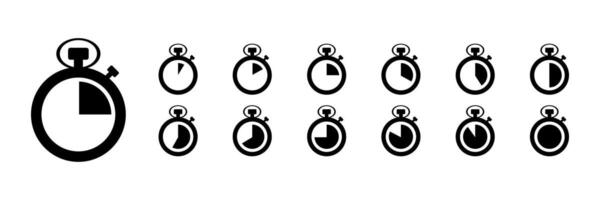 stopwatch icon in different style vector illustration. two colored and black stopwatch vector icons designed in filled, outline, line and stroke style can be used for web, mobile, ui