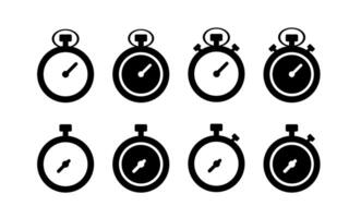 stopwatch icon in different style vector illustration. two colored and black stopwatch vector icons designed in filled, outline, line and stroke style can be used for web, mobile, ui