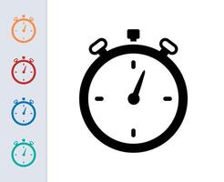 stopwatch icon in different style vector illustration. two colored and black stopwatch vector icons designed in filled, outline, line and stroke style can be used for web, mobile, ui