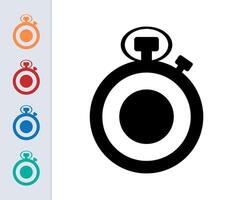 stopwatch icon in different style vector illustration. two colored and black stopwatch vector icons designed in filled, outline, line and stroke style can be used. Cooking time symbols and labels