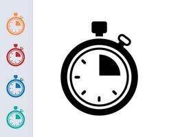 stopwatch icon in different style vector illustration. two colored and black stopwatch vector icons designed in filled, outline, line and stroke style can be used for web, mobile, ui