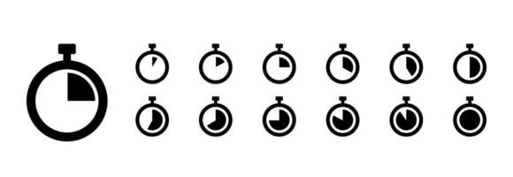 stopwatch icon in different style vector illustration. two colored and black stopwatch vector icons designed in filled, outline, line and stroke style can be used for web, mobile, ui