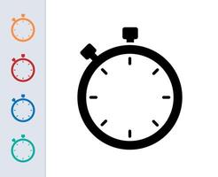 stopwatch icon in different style vector illustration. two colored and black stopwatch vector icons designed in filled, outline, line and stroke style can be used for web, mobile, ui