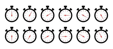 Timer icon collection. Symbol timer on a white background. Set of Timer vector icons.Set of timer and stopwatch icons. Cooking time symbols and labels