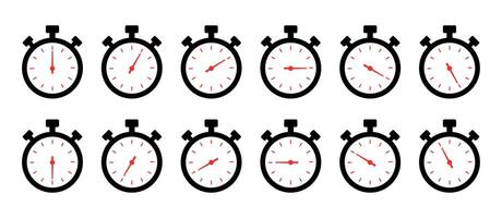 Timer icon collection. Symbol timer on a white background. Set of Timer vector icons.Set of timer and stopwatch icons. Cooking time symbols and labels