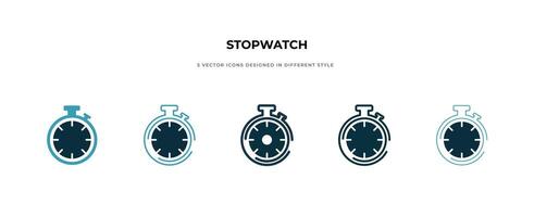 stopwatch icon in different style vector illustration. two colored and black stopwatch vector icons designed in filled, outline, line and stroke style can be used . Cooking time symbols and labels