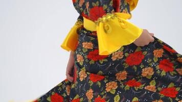 Red-yellow dress. Gypsy romale style, on White Background video