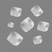 Water ice cubes.Refreshing ice cubes for drinking. Icy pieces for drink cooling, clean square frozen water blocks set for alcohol or cocktail beverages.Vector illustration vector