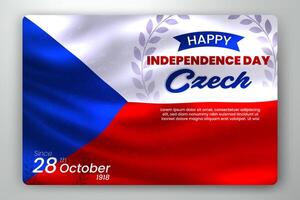 Happy Independence Day of Czech with Waving Flag Background, Vector Illustration