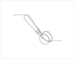 Continuous Line Drawing Of Portalfilter. One Line Of Portafilter Machine. Portafilter Coffee Continuous Line Art. Editable Outline. vector